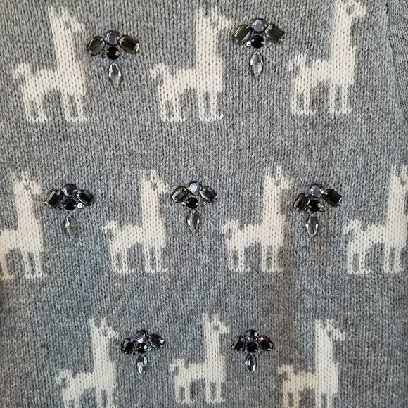 J. Crew Crew Neck Jeweled LLama Sweater S - Picture 4 of 4
